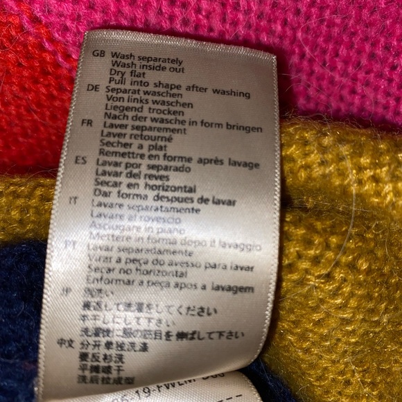 Scotch & Soda Balloon Sleeve Rainbow Stripe Cardigan Cotton Blend Sweater L - Picture 13 of 14